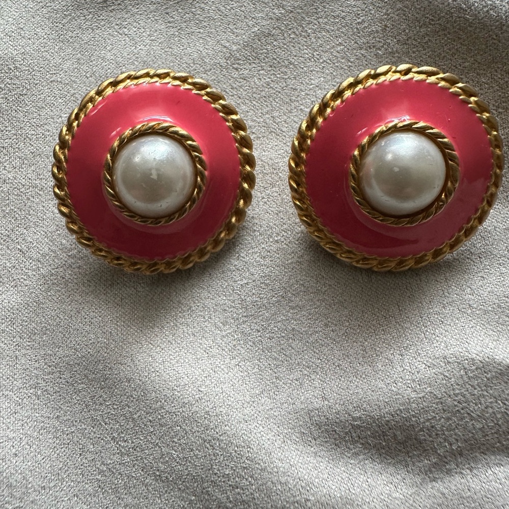 Elegant Pink and Gold Earrings